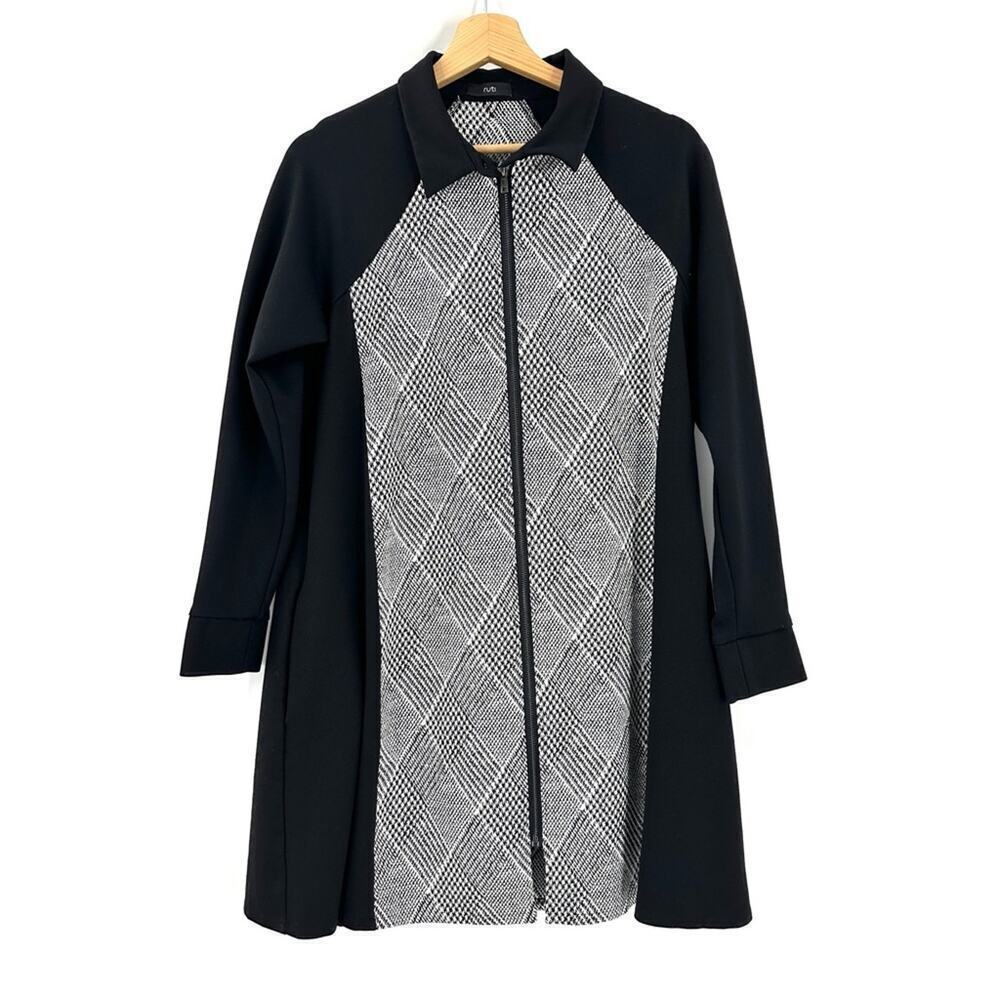 Ruti Houndstooth Zip Front Dress Sz 0/Small
